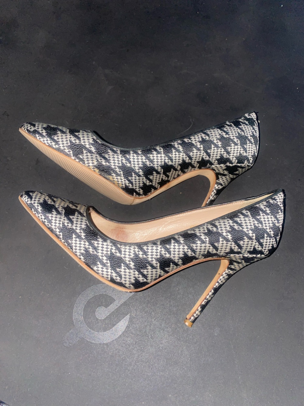 J.Crew Roxie Houndstooth Pointed Toe Stiletto Pumps - Black & White Sz 7